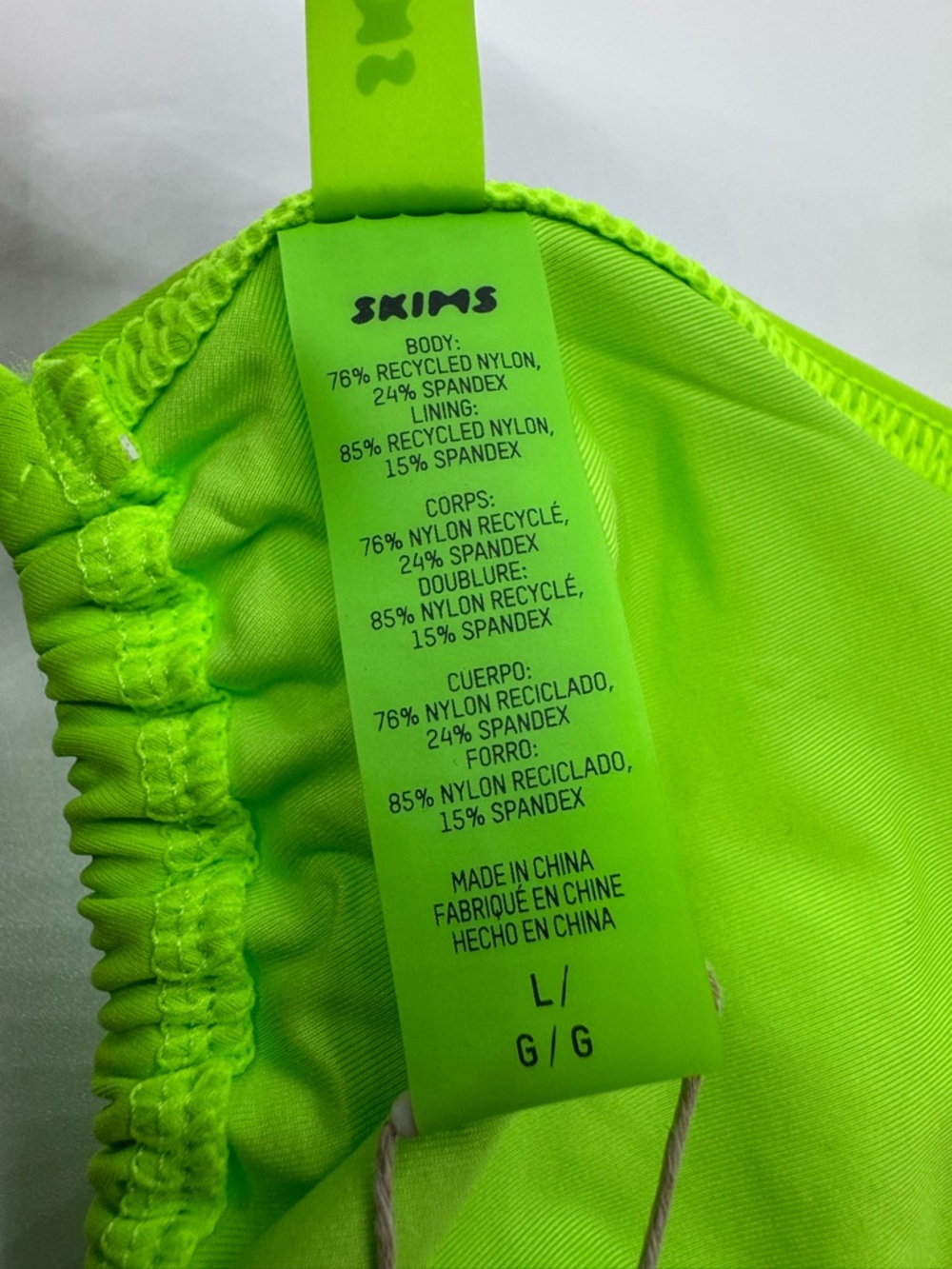 Skims Recycled Swim Triangle Top NWT Neon Green Large - Picture 8 of 8
